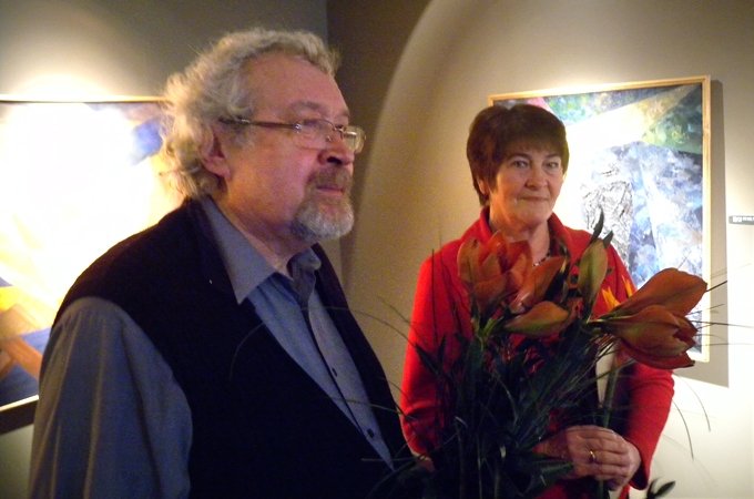 Viesturs Amats un Valentīna Smertjeva izstādes atklāšana.